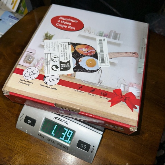 1pc Fry Pan For Egg, Non Stick Ham Pancake Maker w/ Wooden Handle, 4 holes - Picture 3 of 8